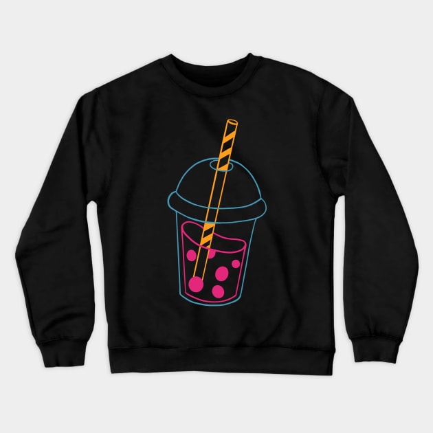 Neon Bubble Tea Boba (Milk Tea) Crewneck Sweatshirt by isstgeschichte